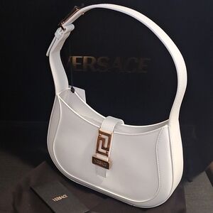 Versace White Shoulder Bag with Gold Accent
